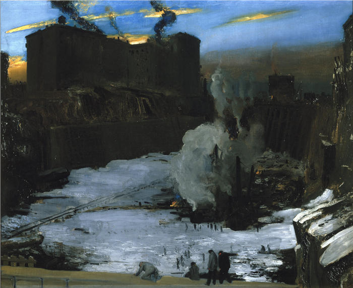 乔治·韦斯利·贝洛斯(George Wesley Bellows,美国画家)作品-《宾夕法尼亚车站挖掘》高清下载