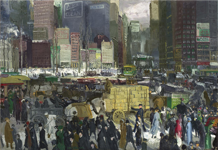 乔治·韦斯利·贝洛斯（George Wesley Bellows，美国画家）作品-《纽约 (1911)》高清下载