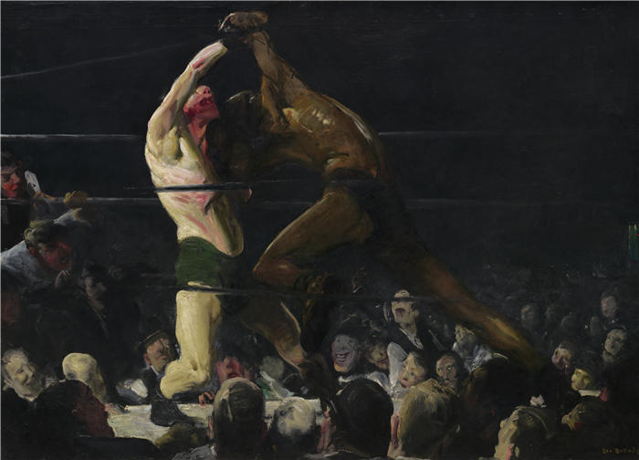 乔治·韦斯利·贝洛斯（George Wesley Bellows，美国画家）作品-《该俱乐部的两位成员（1909）》高清下载