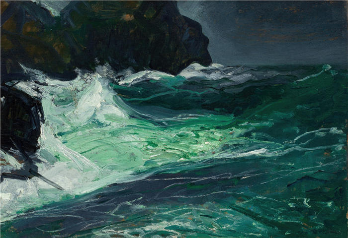 乔治·韦斯利·贝洛斯（George Wesley Bellows，美国画家）作品-《风暴海 (1913)》高清下载