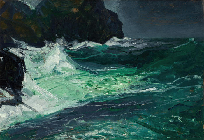乔治·韦斯利·贝洛斯(George Wesley Bellows,美国画家)作品-《风暴海 (1913)》高清下载
