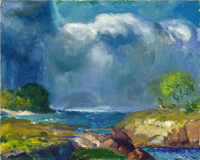 乔治·韦斯利·贝洛斯（George Wesley Bellows，美国画家）作品-《即将来临的风暴 (1916)》高清下载