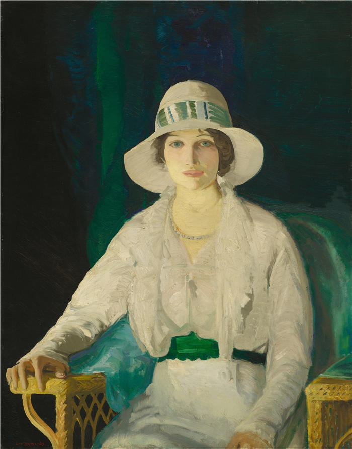 乔治·韦斯利·贝洛斯（George Wesley Bellows，美国画家）作品-《弗洛伦斯·西特纳姆·戴维 (Randall Davey 夫人) (1914)》高清下载
