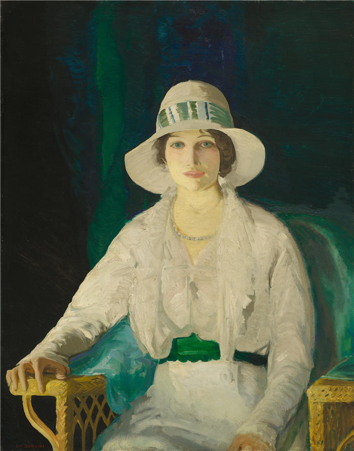 乔治·韦斯利·贝洛斯(George Wesley Bellows,美国画家)作品-《弗洛伦斯·西特纳姆·戴维 (Randall Davey 夫人) (1914)》高清下载