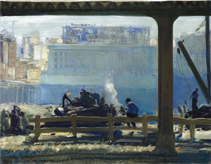 乔治·韦斯利·贝洛斯（George Wesley Bellows，美国画家）作品-《蓝色早晨 (1909)》高清下载