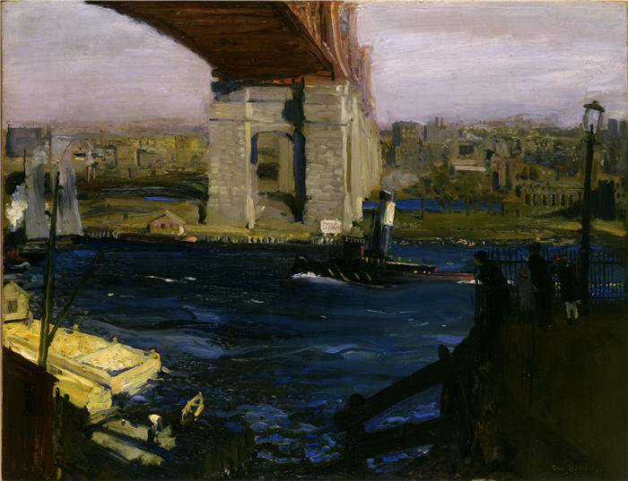 乔治·韦斯利·贝洛斯（George Wesley Bellows，美国画家）作品-《布莱克威尔岛桥》高清下载