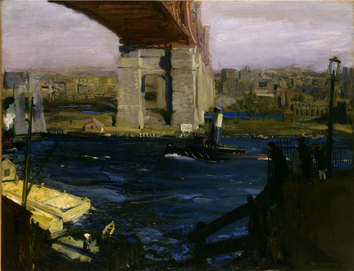 乔治·韦斯利·贝洛斯(George Wesley Bellows,美国画家)作品-《布莱克威尔岛桥》高清下载