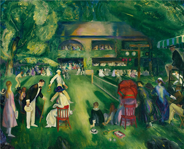 乔治·韦斯利·贝洛斯(George Wesley Bellows,美国画家)作品-《纽波特网球 (1920)》高清下载
