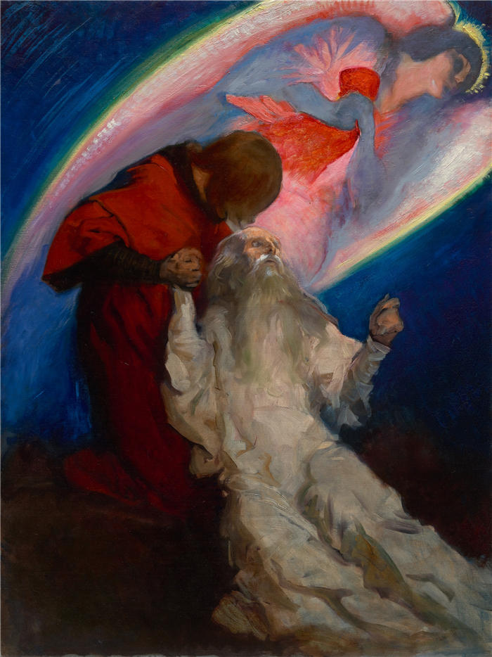 艾德文·奥斯汀·艾比(Edwin Austin Abbey,美国画家)作品-加拉哈德在 圣杯的追求和成就（约1893-1901年）
