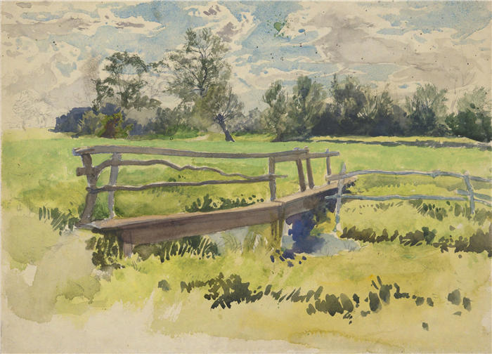 艾德文·奥斯汀·艾比(Edwin Austin Abbey,美国画家)作品-景观、沼泽和桥梁