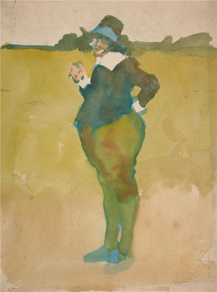 艾德文·奥斯汀·艾比(Edwin Austin Abbey,美国画家)作品-风景中的胖子