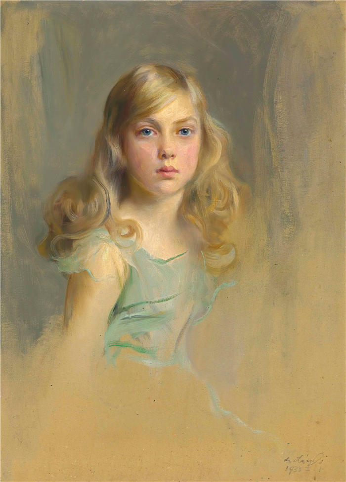 菲利普·亚历克修斯·德·拉斯洛 (Philip Alexius de László，匈牙利画家)作品-阁下的画像。埃斯米·玛丽·加布里埃尔·哈姆斯沃思，后来的克罗默伯爵夫人，9 岁 (1933)