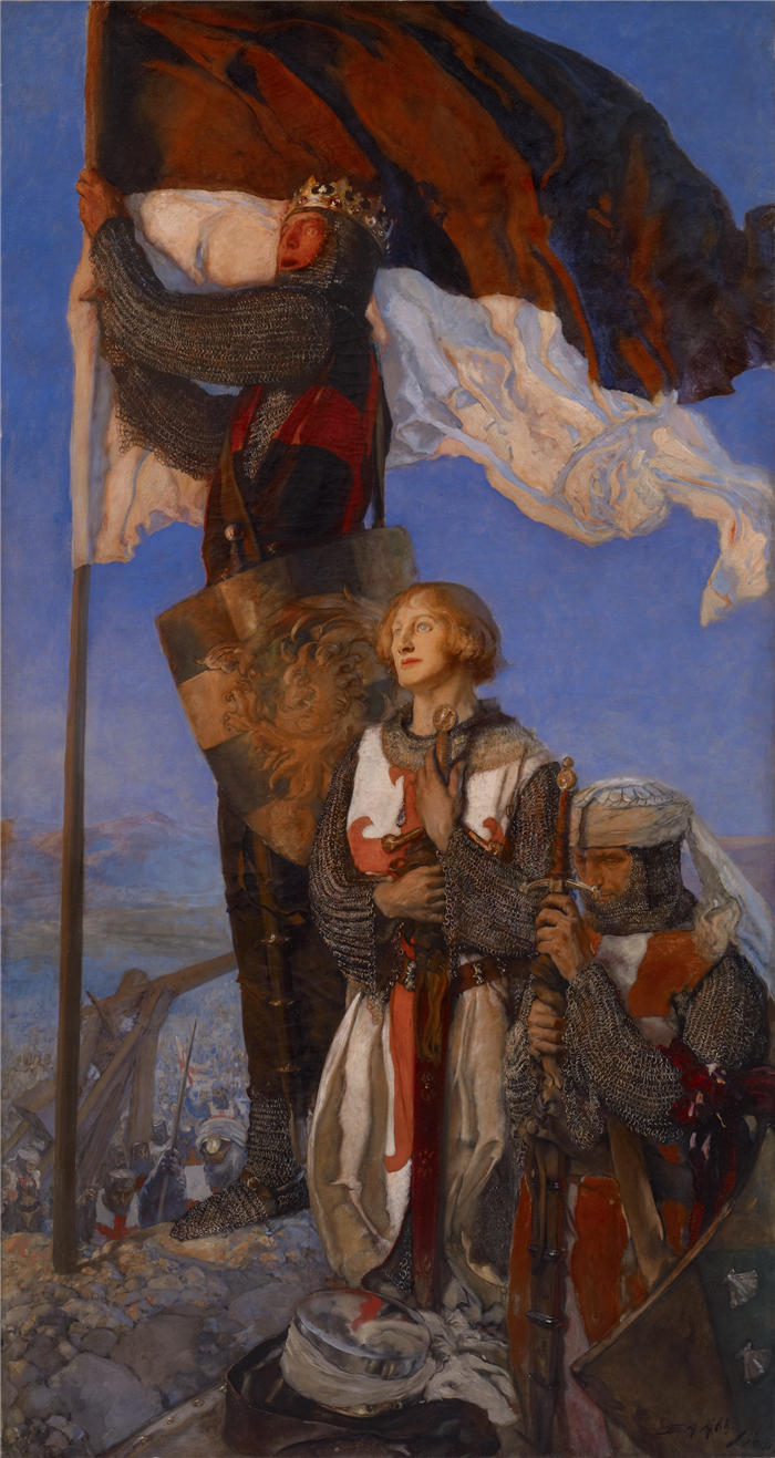艾德文·奥斯汀·艾比(Edwin Austin Abbey,美国画家)作品-十字军瞄准耶路撒冷 (1901)