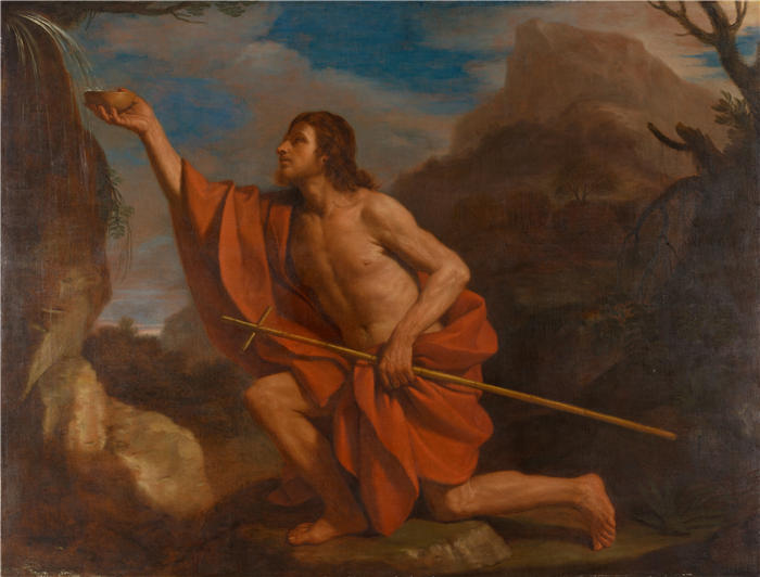 圭尔奇诺 （Guercino，意大利画家）作品-《旷野中的施洗者圣约翰 (1652)》高清油画