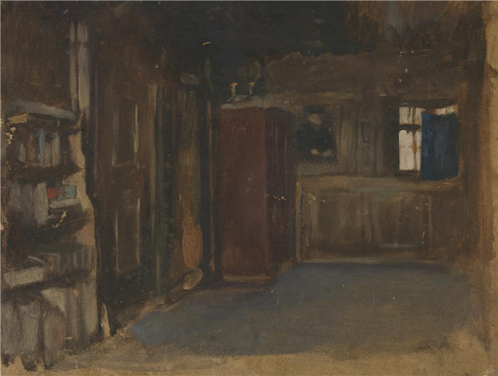 艾德文·奥斯汀·艾比(Edwin Austin Abbey,美国画家)作品-室内研究(1)