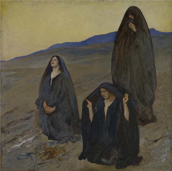 艾德文·奥斯汀·艾比(Edwin Austin Abbey,美国画家)作品-三圣母（约 1906–1911 年）