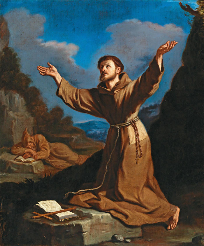 圭尔奇诺 （Guercino，意大利画家）作品-《圣弗朗西斯接受圣痕》高清油画