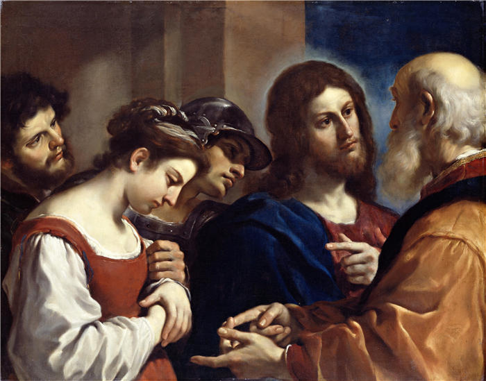 圭尔奇诺 （Guercino，意大利画家）作品-《通奸的女人（C.1621）》高清油画