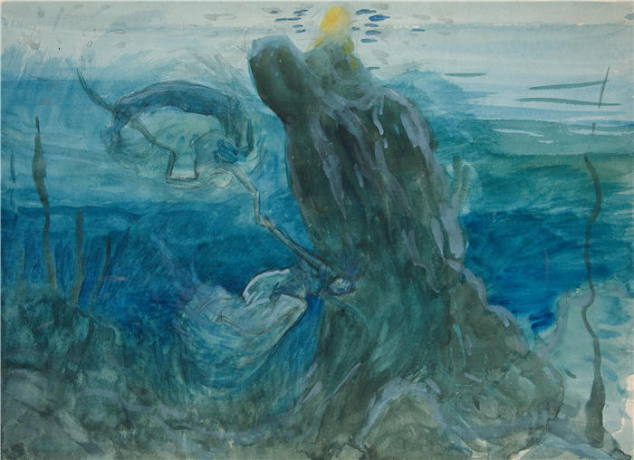 艾德文·奥斯汀·艾比(Edwin Austin Abbey,美国画家)作品-水下场景
