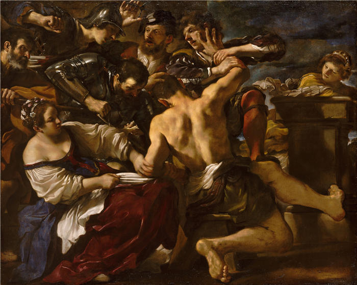 圭尔奇诺 （Guercino，意大利画家）作品-《参孙被非利士人俘虏 (1619)》高清油画