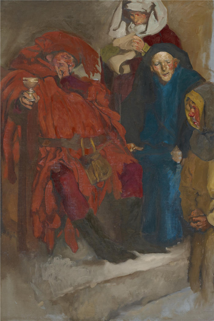 艾德文·奥斯汀·艾比(Edwin Austin Abbey,美国画家)作品-温莎的风流妻子（约 1871-1911 年）