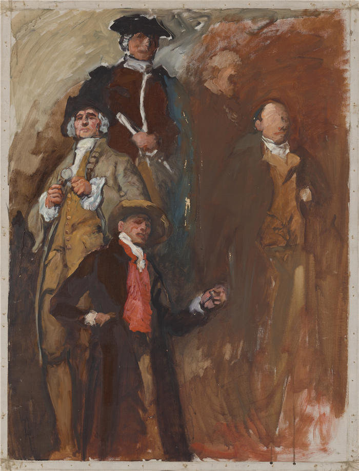 艾德文·奥斯汀·艾比(Edwin Austin Abbey,美国画家)作品-人物研究，为宾夕法尼亚州的神化，众议院会议厅，宾夕法尼亚州议会大厦，哈里斯堡（约 1902-1911 年）