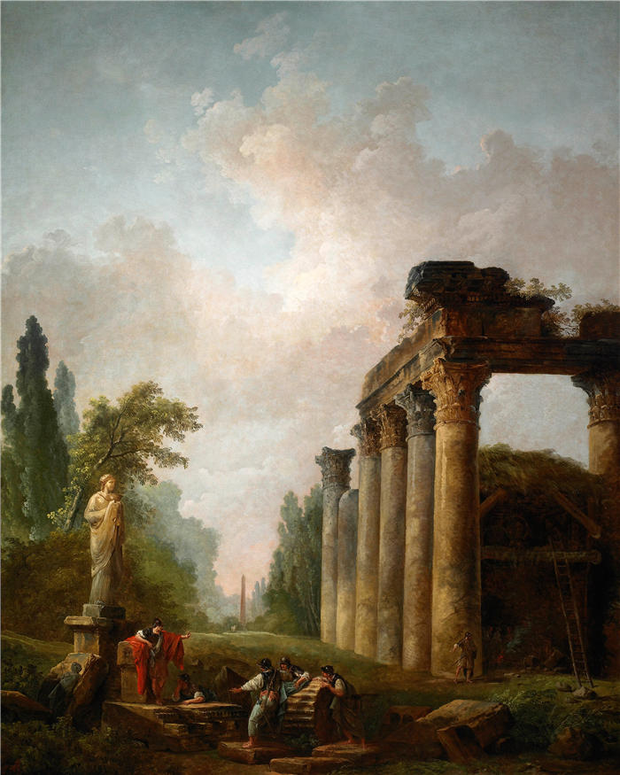 休伯特·罗伯特（Hubert Robert，法国画家）作品-废墟 (1789)高清下载