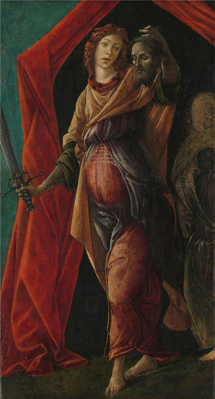 桑德罗·波提切利（Sandro Botticelli，意大利画家）作品-《犹滴与何乐弗尼的头颅（约 1497 年 - 约 1500 年）》油画高清下载