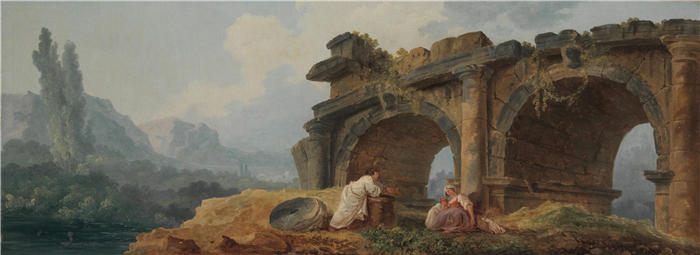休伯特·罗伯特（Hubert Robert，法国画家）作品-废墟中的拱门高清下载