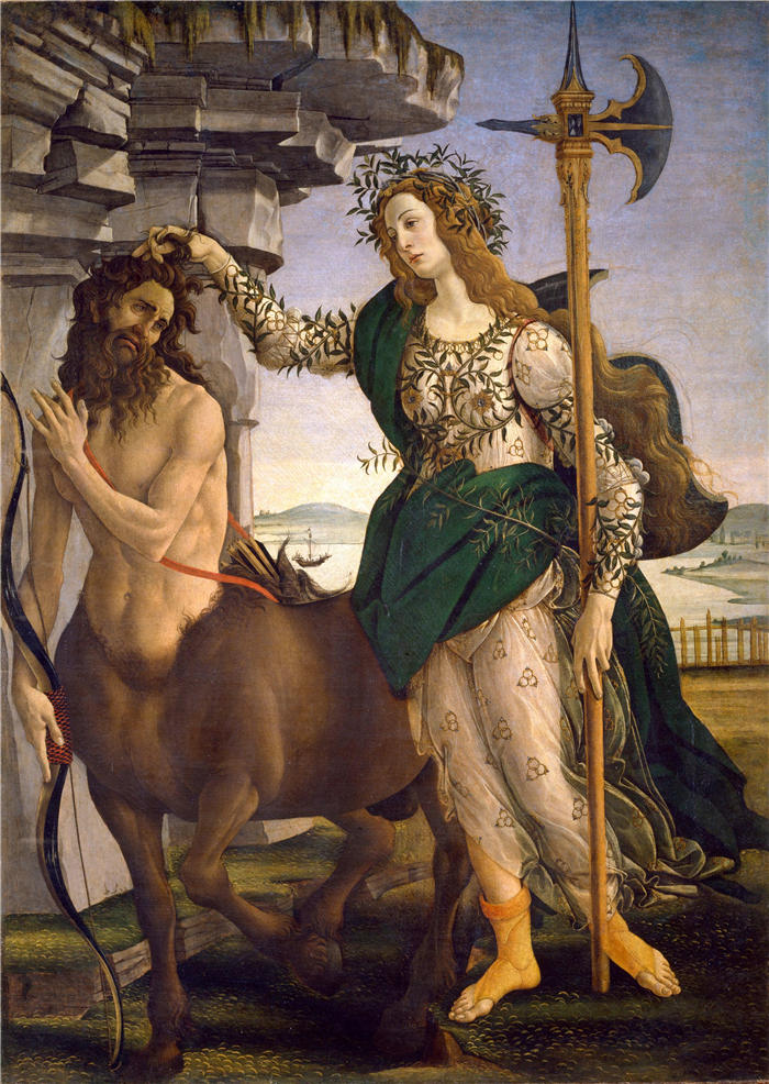 桑德罗·波提切利（Sandro Botticelli，意大利画家）作品-《帕拉斯和半人马 (1480-1485)》油画高清下载