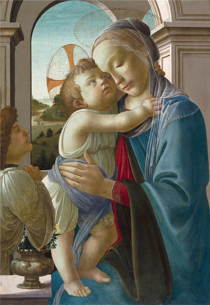 桑德罗·波提切利（Sandro Botticelli，意大利画家）作品-《圣母子与天使 (1475)》油画高清下载