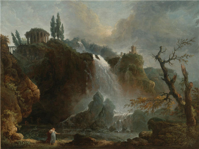休伯特·罗伯特（Hubert Robert，法国画家）作品-Tivoli 瀑布高清下载