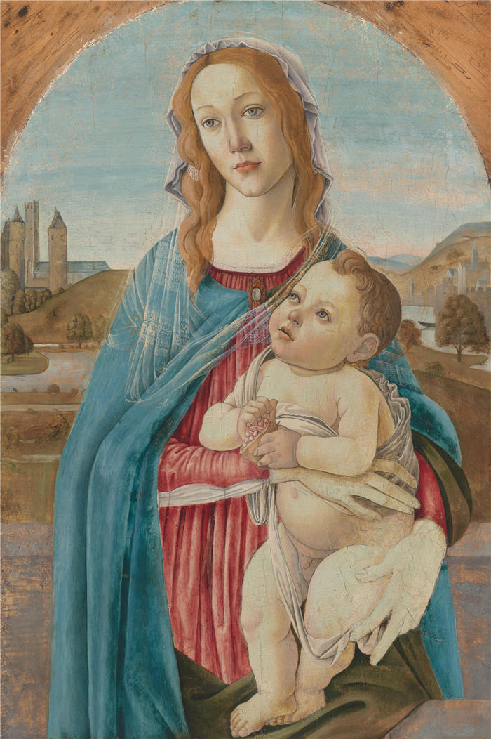 桑德罗·波提切利（Sandro Botticelli，意大利画家）作品-《处女和孩子（约 1485 年）》油画高清下载