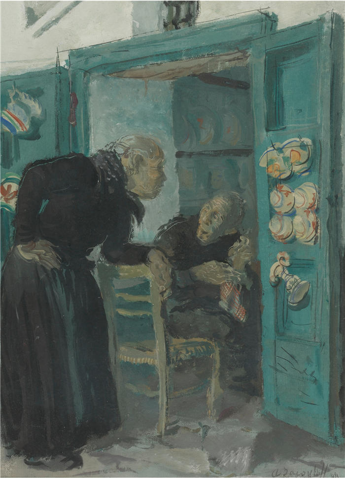 雅科夫列夫（Alexander Evgenievich Yakovlev，俄罗斯画家）作品-《对话》，卡普里（1933）