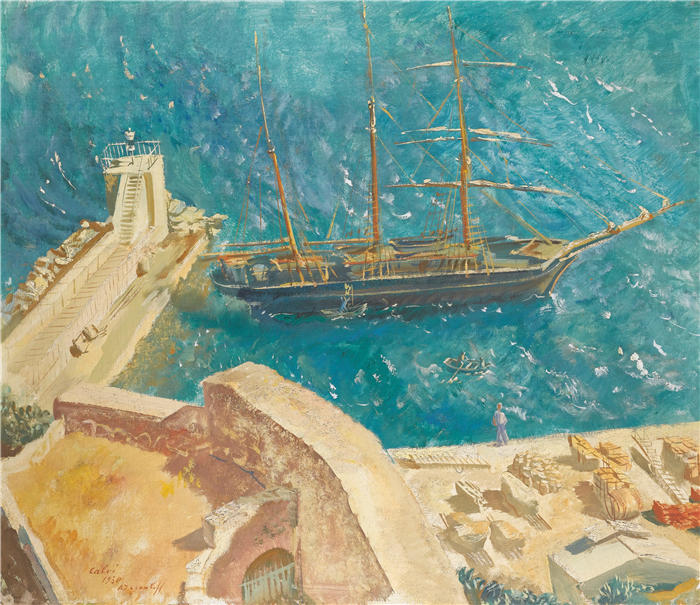 雅科夫列夫（Alexander Evgenievich Yakovlev，俄罗斯画家）作品-卡尔维港视图（1930年）