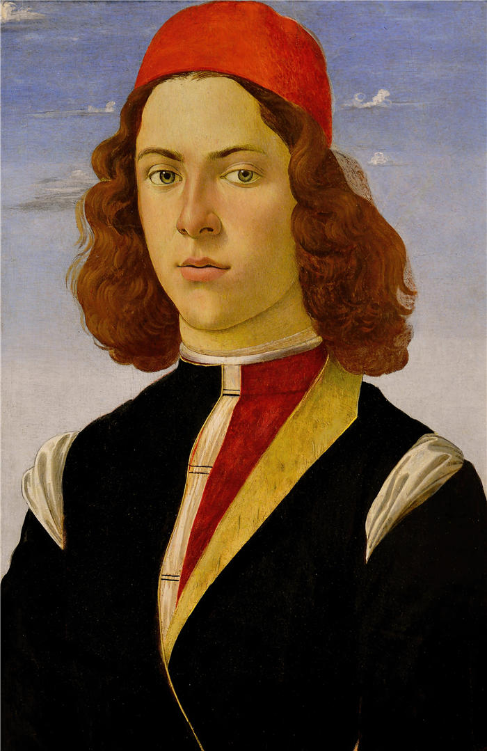 桑德罗·波提切利（Sandro Botticelli，意大利画家）作品-《一个年轻人的肖像（约 1480-1485）》油画高清下载
