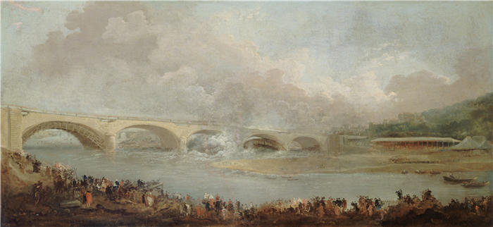 休伯特·罗伯特(Hubert Robert,法国画家)作品-Pont de Neuilly 的偏心,1772 年 9 月 22 日(1772-1775)高清下载