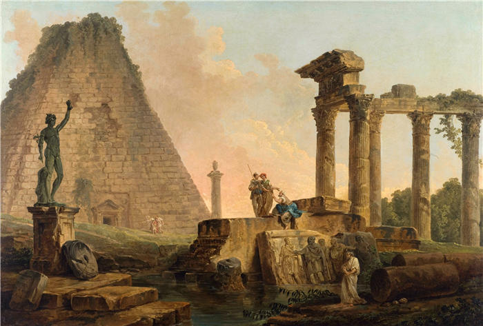 休伯特·罗伯特（Hubert Robert，法国画家）作品-罗马废墟 (1776)高清下载