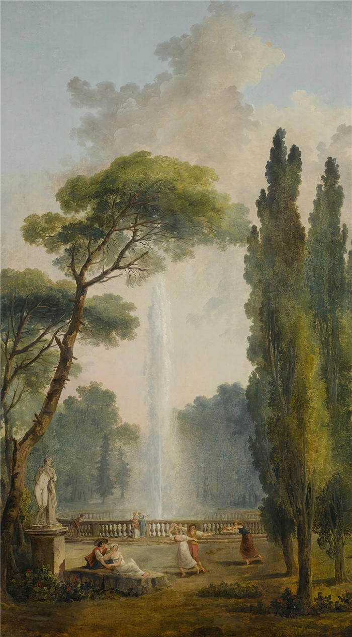 休伯特·罗伯特（Hubert Robert，法国画家）作品-花园的景色高清下载