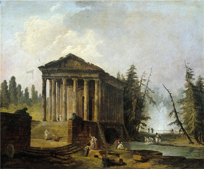 休伯特·罗伯特(Hubert Robert,法国画家)作品-古庙(1780-1790)高清下载