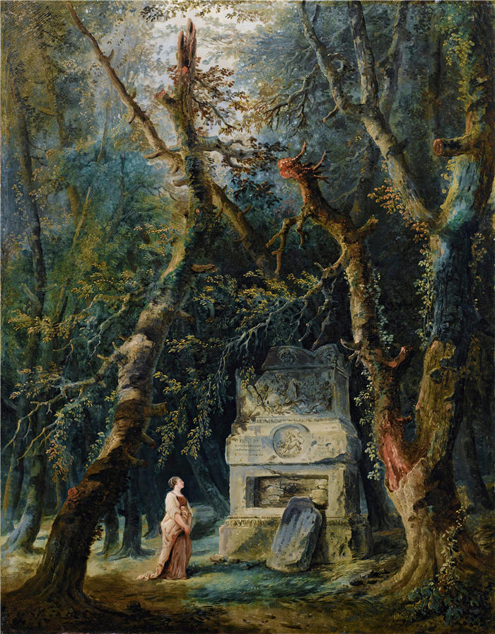 休伯特·罗伯特（Hubert Robert，法国画家）作品-孤独的步行（1777）高清下载