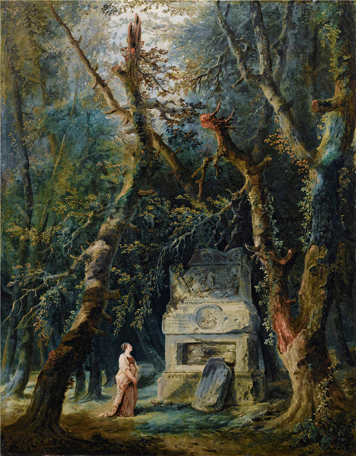 休伯特·罗伯特(Hubert Robert,法国画家)作品-孤独的步行(1777)高清下载