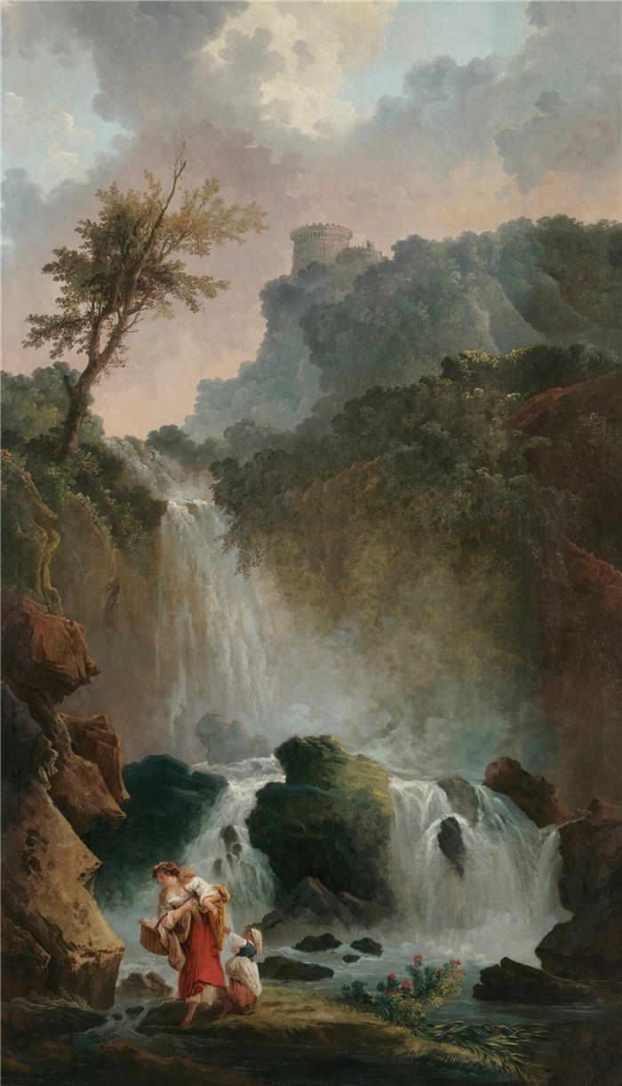 休伯特·罗伯特（Hubert Robert，法国画家）作品-瀑布高清下载