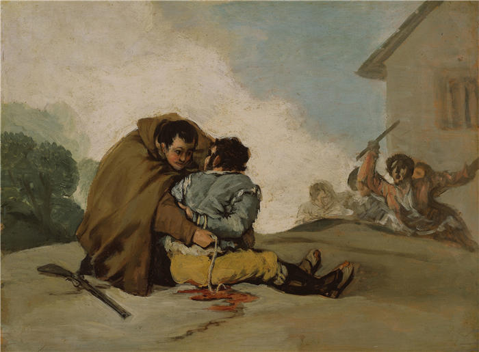 弗朗西斯科·德·戈雅 （Francisco de Goya y Lucientes，西班牙画家）作品-佩德罗修士用绳子捆绑 El Maragato（约 1806 年）