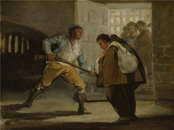弗朗西斯科·德·戈雅 （Francisco de Goya y Lucientes，西班牙画家）作品-El Maragato 用他的枪威胁 Pedro de Zaldivia 修士（约 1806 年）