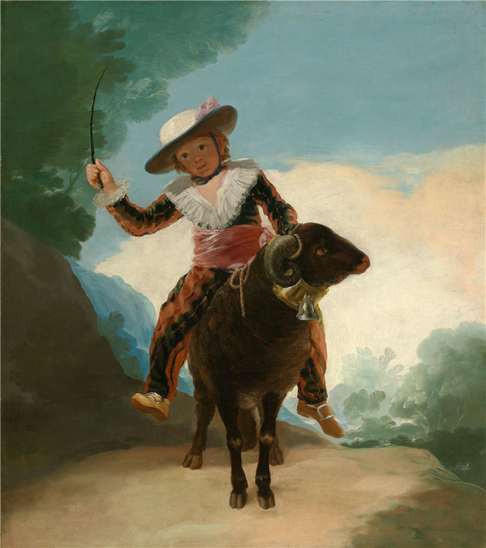 弗朗西斯科·德·戈雅 （Francisco de Goya y Lucientes，西班牙画家）作品-公羊上的男孩 (1786)