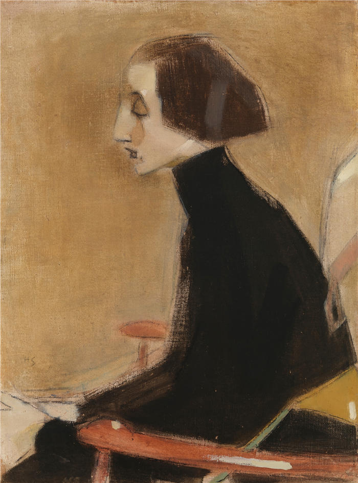 海伦娜·索菲亚(Helena Sofia，芬兰画家)作品-《裁缝，半身肖像（职业女性）（1927）》高清下载