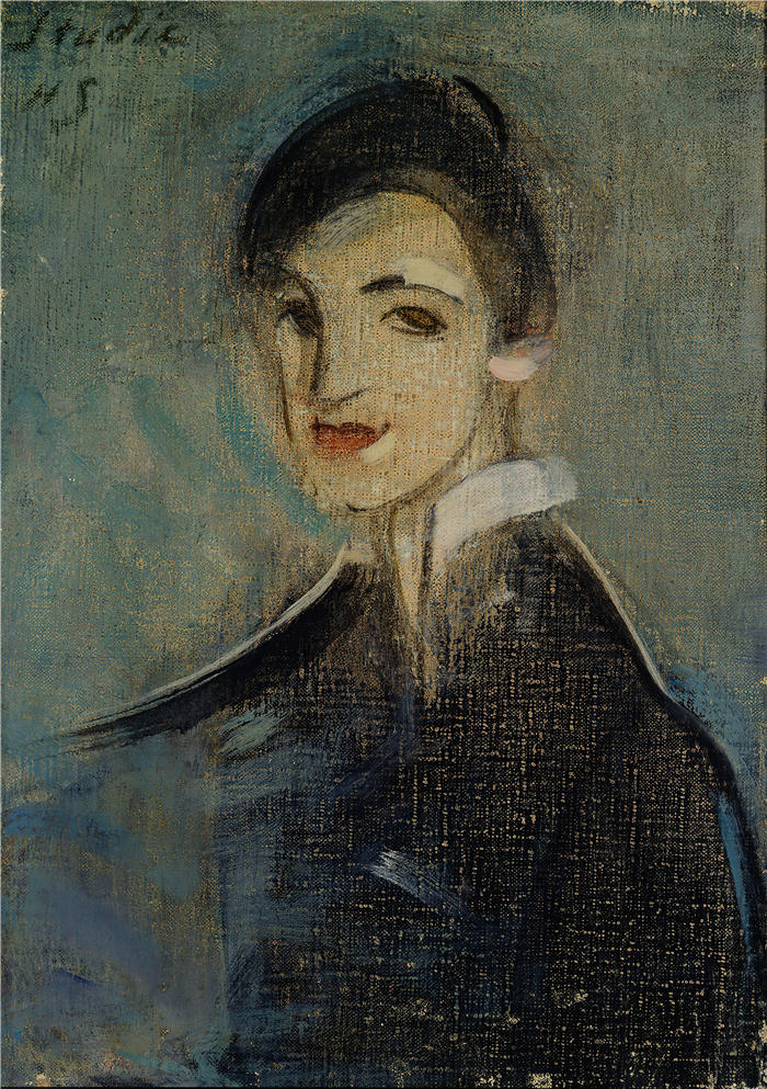 海伦娜·索菲亚(Helena Sofia，芬兰画家)作品-《黑衣歌手 (1916 - 1917)》高清下载