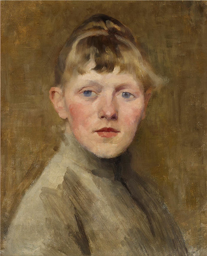 海伦娜·索菲亚(Helena Sofia，芬兰画家)作品-《自画像（1884 - 1885）》高清下载