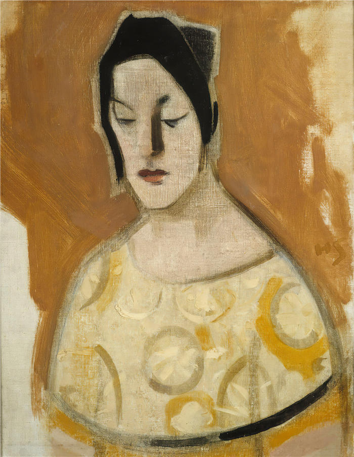海伦娜·索菲亚(Helena Sofia,芬兰画家)作品-《算命者(穿黄裙的女人)(1926)》高清下载
